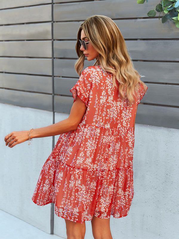 Dress- Discover Your New Favorite Dress with Our Floral Tiered Mini Dress- - IndioGear Fashion and Gear