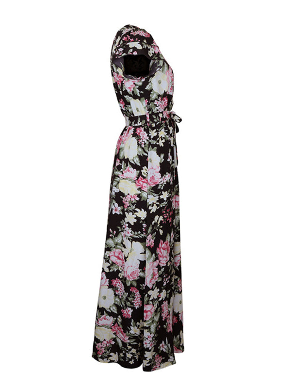 Dress- Experience comfort and style with our Ruffle Sleeve Maxi dress- - IndioGear Fashion and Gear