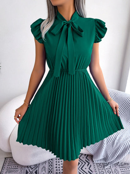 Dress- Experience the Comfort and Style of our Pleated Mini Dress - Order Now!- Green- IndioGear Fashion and Gear