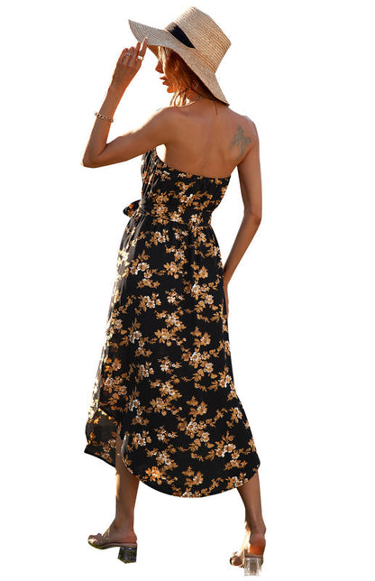 Dress- Flirty Strapless Midi Dress- - IndioGear Fashion and Gear