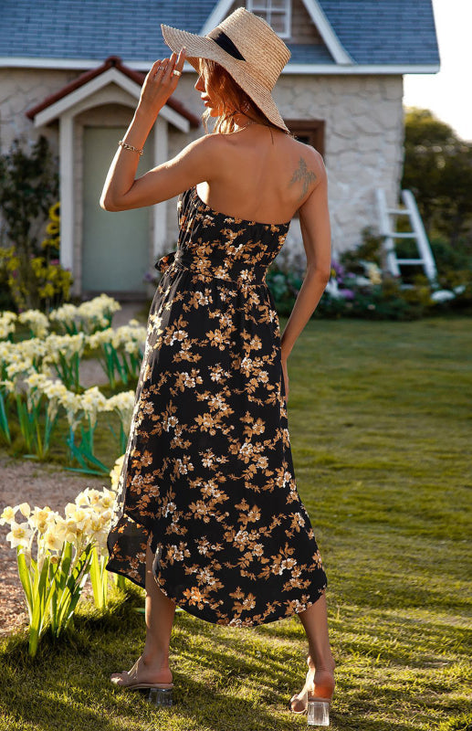 Dress- Flirty Strapless Midi Dress- - IndioGear Fashion and Gear