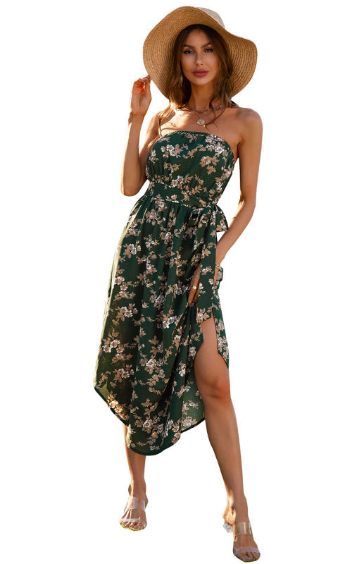 Dress- Flirty Strapless Midi Dress- - IndioGear Fashion and Gear