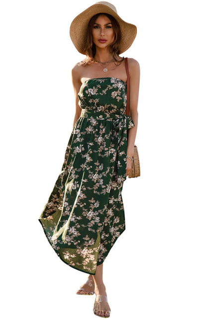 Dress- Flirty Strapless Midi Dress- - IndioGear Fashion and Gear