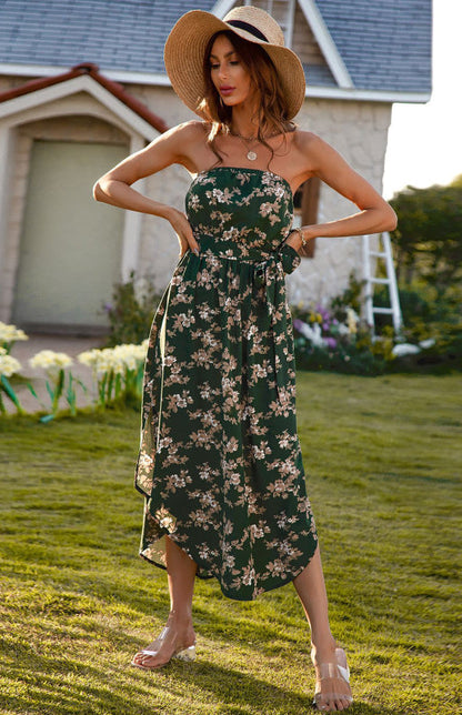 Dress- Flirty Strapless Midi Dress- - IndioGear Fashion and Gear