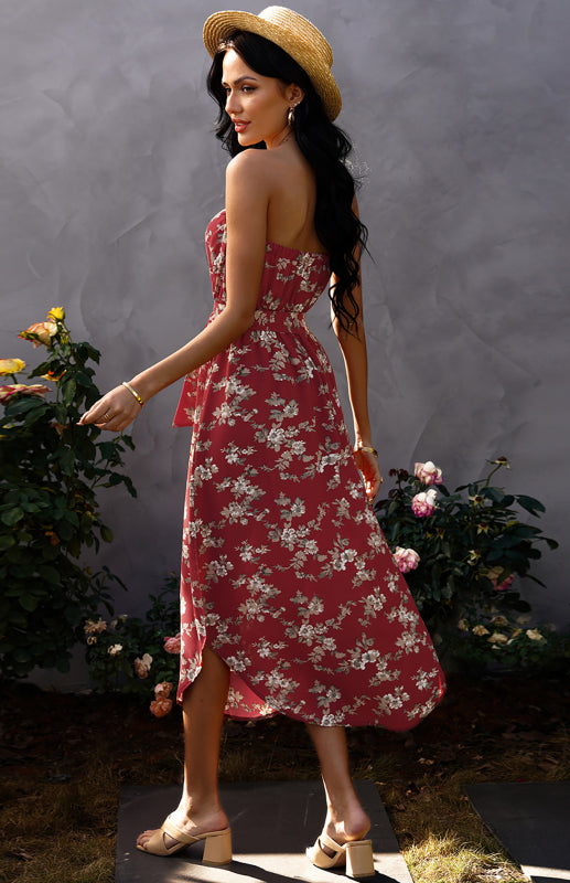 Dress- Flirty Strapless Midi Dress- - IndioGear Fashion and Gear