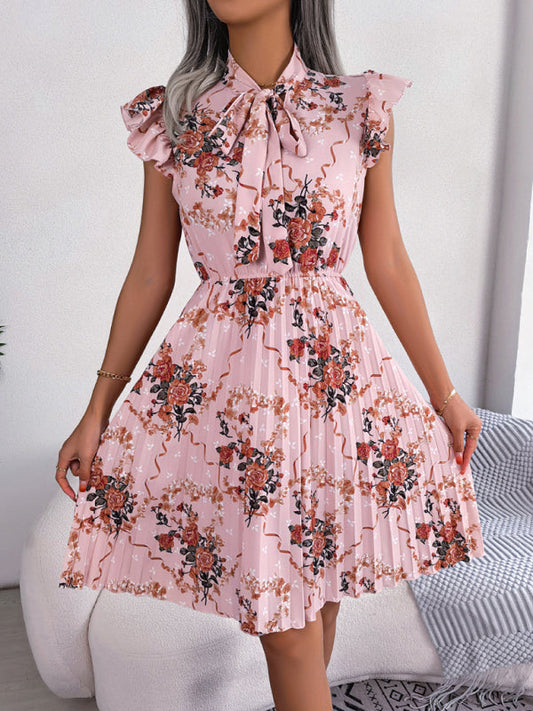 Dress- Floral Romance Mini Dress for Women - Perfect for Any Occasion- Pink- IndioGear Fashion and Gear