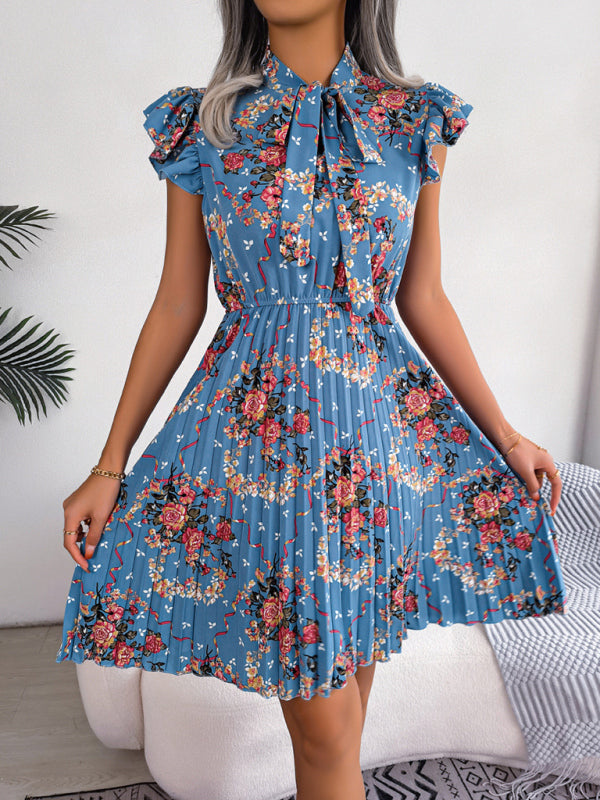 Dress- Floral Romance Mini Dress for Women - Perfect for Any Occasion- Blue- IndioGear Fashion and Gear