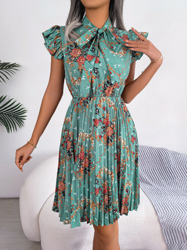 Dress- Floral Romance Mini Dress for Women - Perfect for Any Occasion- Green- IndioGear Fashion and Gear