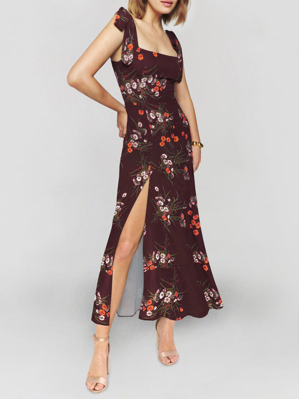 Dress- Floral Summer Cami Slit Midi Dress- - IndioGear Fashion and Gear