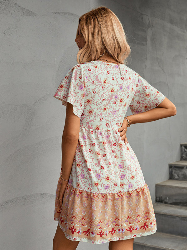 Dress- Flowy Floral Mini Dress for the Perfect Boho Look- - IndioGear Fashion and Gear