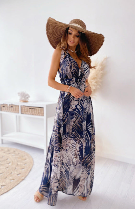 Dress- Indulge Boho Chic with The Women's Vacation Vintage V-neck Maxi Dress- - IndioGear Fashion and Gear