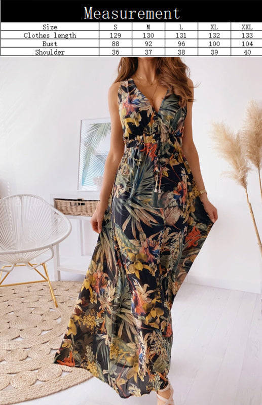 Dress- Indulge Boho Chic with The Women's Vacation Vintage V-neck Maxi Dress- - IndioGear Fashion and Gear