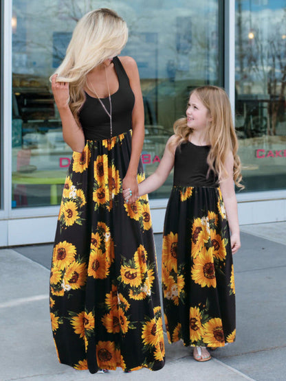 Dress- Maxi Tank Dress for Children - Mother-Daughter Clothes- Black- IndioGear Fashion and Gear