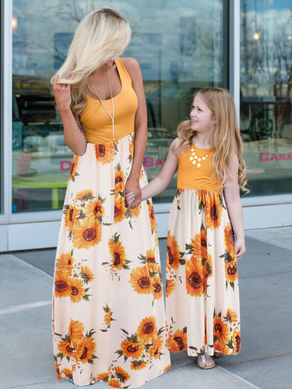 Dress- Maxi Tank Dress for Children - Mother-Daughter Clothes- Yellow- IndioGear Fashion and Gear