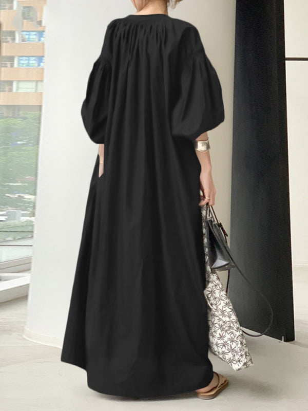 Dress- Maxi Tunic Dress for Women - Japanese Design, Oversized Fit, and Cotton Fabric- - IndioGear Fashion and Gear