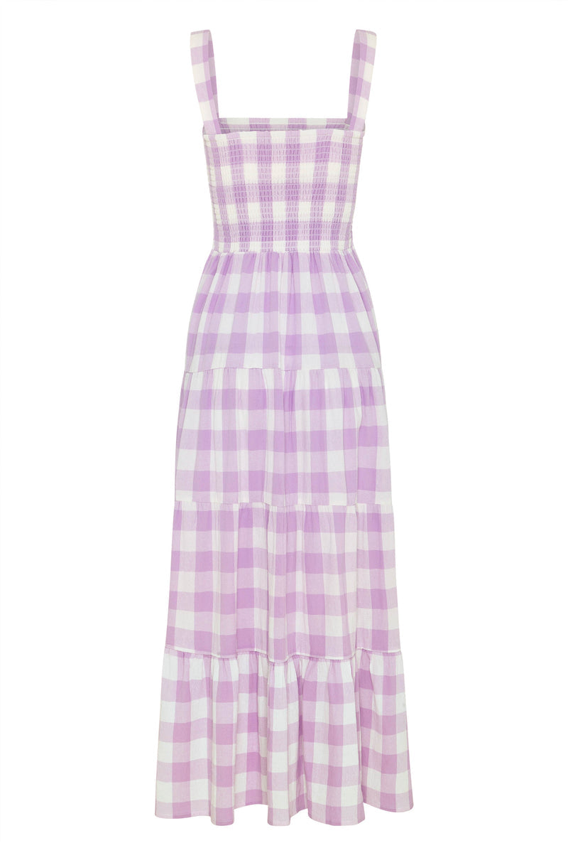 Dress- Plaid Tiered Shirred Cami Maxi Dress- - IndioGear Fashion and Gear