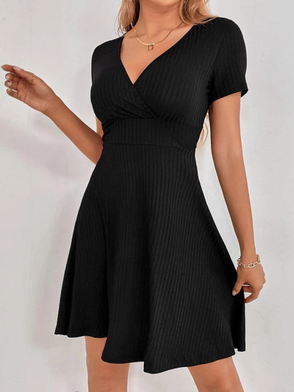 Dress- Seductive and Versatile Deep V Neck Mini Dress- - IndioGear Fashion and Gear