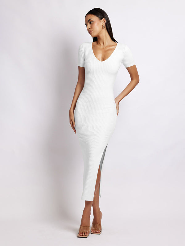 Dress- Slay Every Occasion with Our Flattering Bodycon Midi Dress- - IndioGear Fashion and Gear