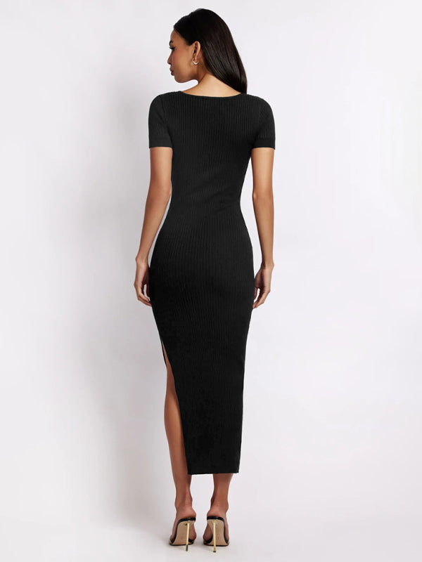 Dress- Slay Every Occasion with Our Flattering Bodycon Midi Dress- - IndioGear Fashion and Gear