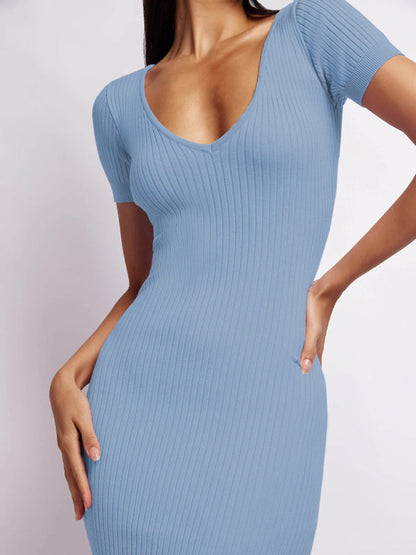 Dress- Slay Every Occasion with Our Flattering Bodycon Midi Dress- - IndioGear Fashion and Gear