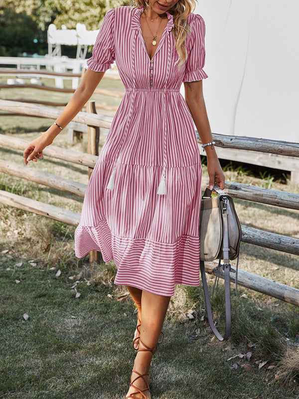 Dress- Summer with Our Chic and Stylish Tiered Midi Dress!- - IndioGear Fashion and Gear