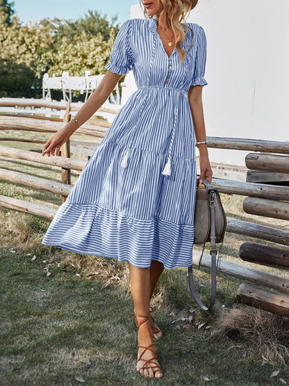 Dress- Summer with Our Chic and Stylish Tiered Midi Dress!- - IndioGear Fashion and Gear