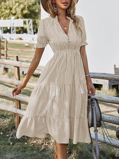 Dress- Summer with Our Chic and Stylish Tiered Midi Dress!- - IndioGear Fashion and Gear