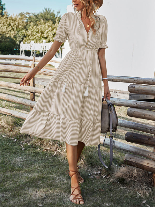 Dress- Summer with Our Chic and Stylish Tiered Midi Dress!- - IndioGear Fashion and Gear