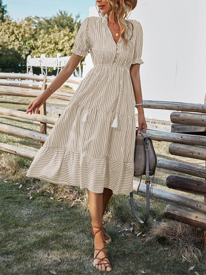 Dress- Summer with Our Chic and Stylish Tiered Midi Dress!- - IndioGear Fashion and Gear