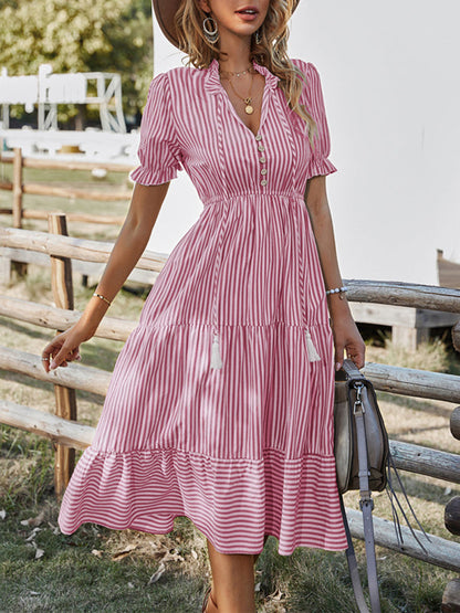 Dress- Summer with Our Chic and Stylish Tiered Midi Dress!- - IndioGear Fashion and Gear