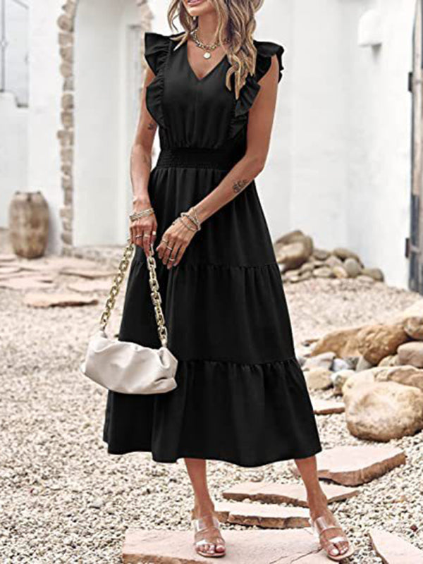 Dress- Tiered Flare V Neck Maxi Dress!- - IndioGear Fashion and Gear