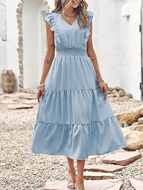 Dress- Tiered Flare V Neck Maxi Dress!- - IndioGear Fashion and Gear