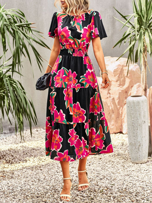 Dress- Women's Flower Maxi Dress- - IndioGear Fashion and Gear