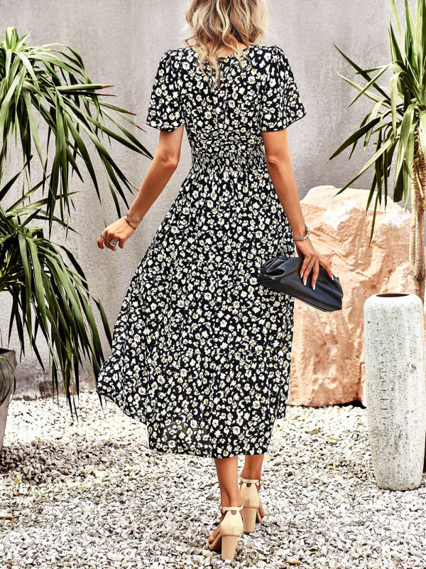 Dress- Women's Flower Maxi Dress- - IndioGear Fashion and Gear