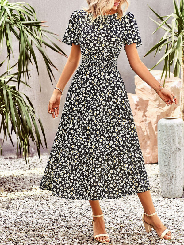 Dress- Women's Flower Maxi Dress- - IndioGear Fashion and Gear