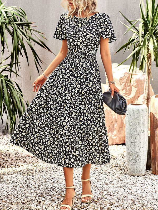 Dress- Women's Flower Maxi Dress- - IndioGear Fashion and Gear