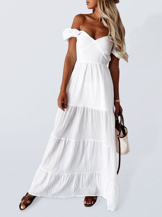 Dresses- Don't Wait to Feel Beautiful Get Your Tiered Cotton Maxi Dress Today- White- IndioGear Fashion and Gear