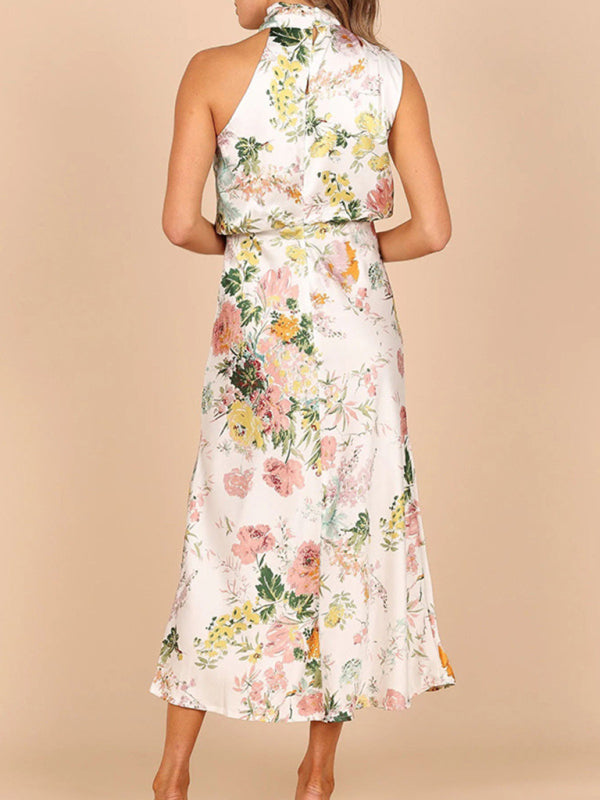 Dresses- Satin Floral Maxi Dress Will Make You Shine!- - IndioGear Fashion and Gear