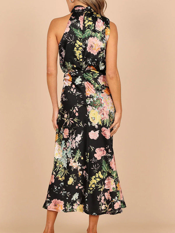 Dresses- Satin Floral Maxi Dress Will Make You Shine!- - IndioGear Fashion and Gear