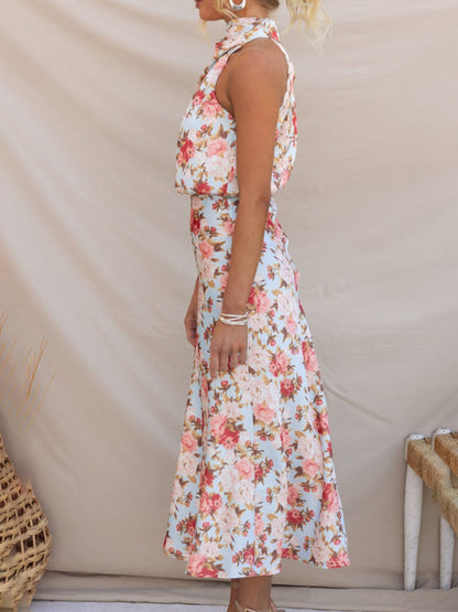 Dresses- Satin Floral Maxi Dress Will Make You Shine!- - IndioGear Fashion and Gear