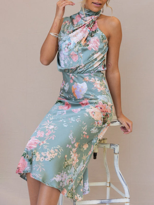 Dresses- Satin Floral Maxi Dress Will Make You Shine!- - IndioGear Fashion and Gear