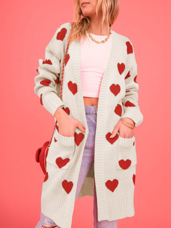 Duster Cardigans- Valentine's Day Knitted Duster Cardigan with Side Pockets- Cracker khaki- IndioGear Clothing and Gear