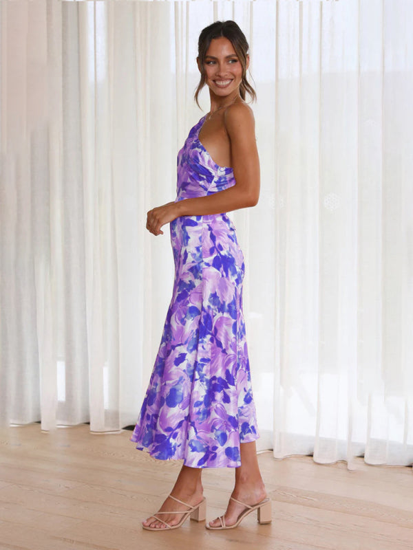 Elegant Dresses- Elegant One Shoulder Mermaid Midi Cocktail Dress- - IndioGear Fashion and Gear