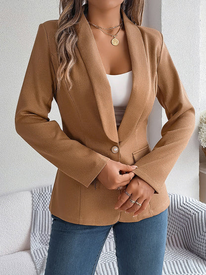 Elegant Jackets- One Button Shawl Lapel Blazer in Solid Single Breasted- - IndioGear Fashion and Gear