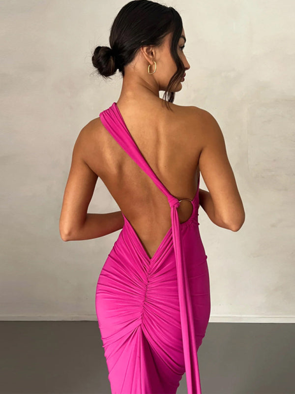 Evening Dresses- Cocktail Parties Couture Backless Tail Maxi Dress- - IndioGear Clothing and Gear