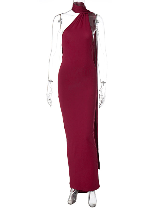 Evening Dresses- Cocktail Parties Couture Backless Tail Maxi Dress- - IndioGear Clothing and Gear