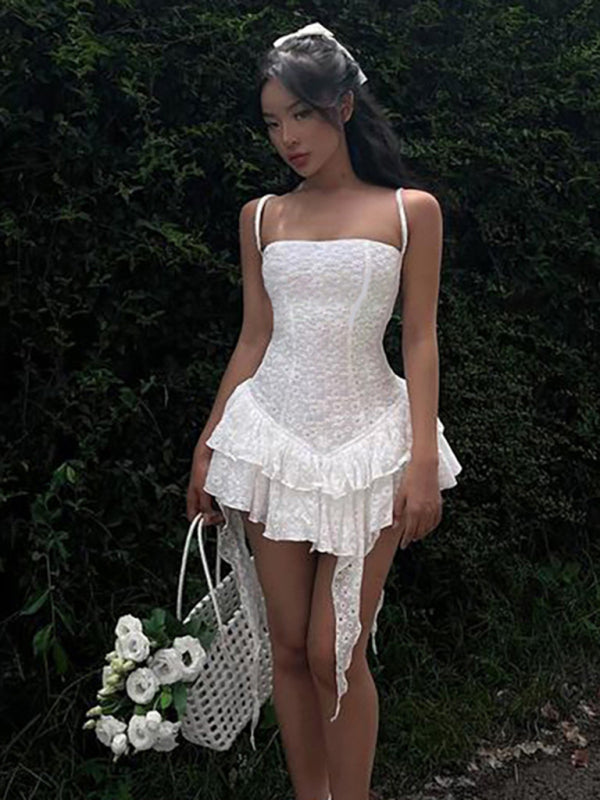 Eyelet Dresses- Eyelet Cotton Embroidery Cami Dress- - IndioGear Fashion and Gear