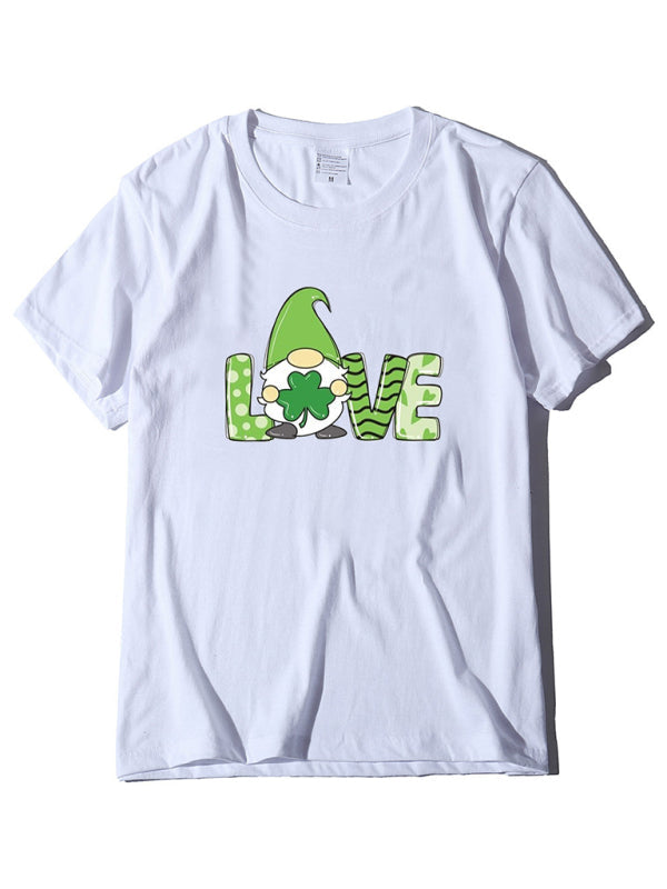 Festive Tees- St. Paddy's Day Crew Neck T-Shirt in Cotton with Leprechaun Charm- White- IndioGear Fashion and Gear