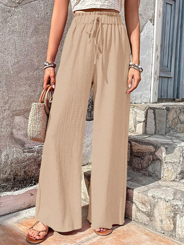 Flared Pants- Textured High-Waist Palazzo Flared Pants- - IndioGear Clothing and Gear