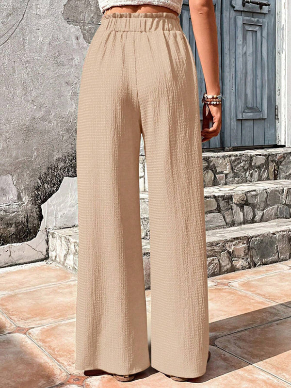 Flared Pants- Textured High-Waist Palazzo Flared Pants- - IndioGear Clothing and Gear